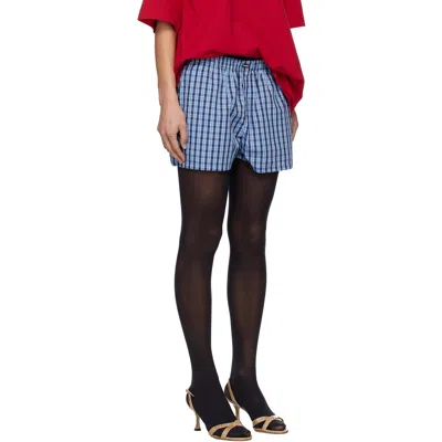 Vetements Checked-pattern Mini Shorts In Blue