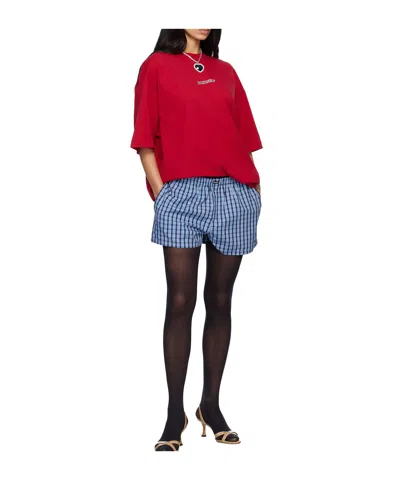 Vetements Checked-pattern Mini Shorts In Blue