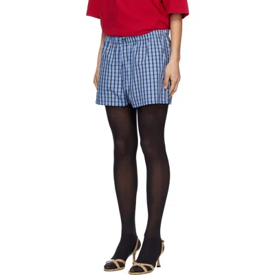 Vetements Checked-pattern Mini Shorts In Blue