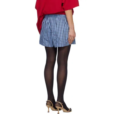 Vetements Checked-pattern Mini Shorts In Blue
