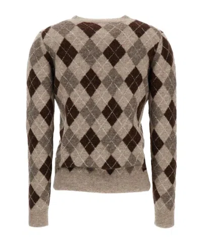 P.a.r.o.s.h Argyle-knit Sweater In Brown