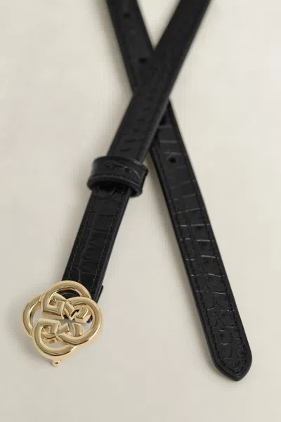 Gant Croc-effect Monogram Belt In Black