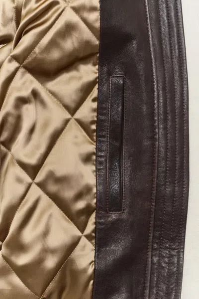 Gant Leather Bomber Jacket In Brown