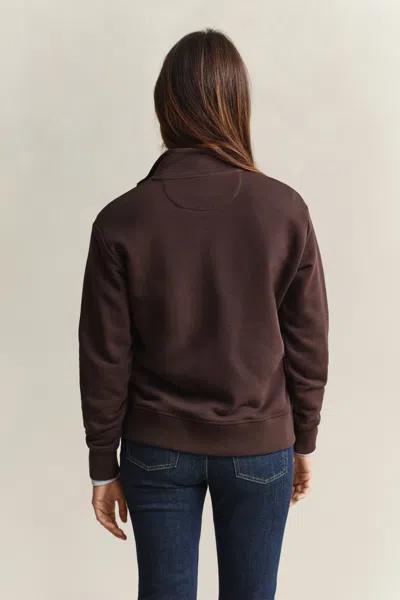 Gant Shield Half Zip Sweatshirt In Brown
