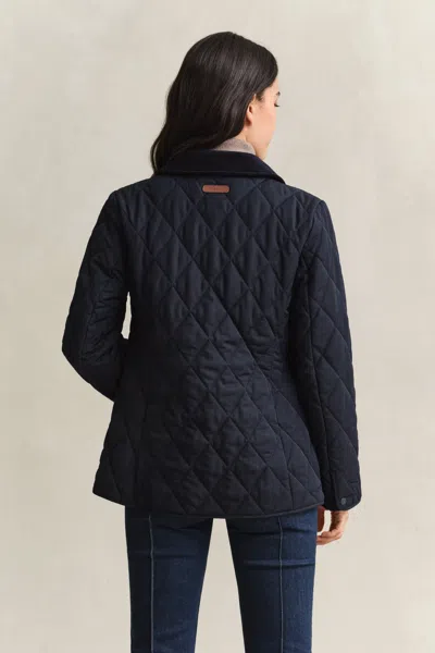 Gant Fitted Quilted Jacket In Blue