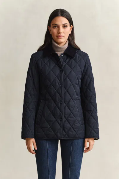 Gant Fitted Quilted Jacket In Blue