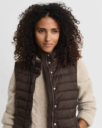 Gant Light Down Vest In Brown
