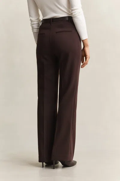 Gant Slim Flared Slacks In Brown