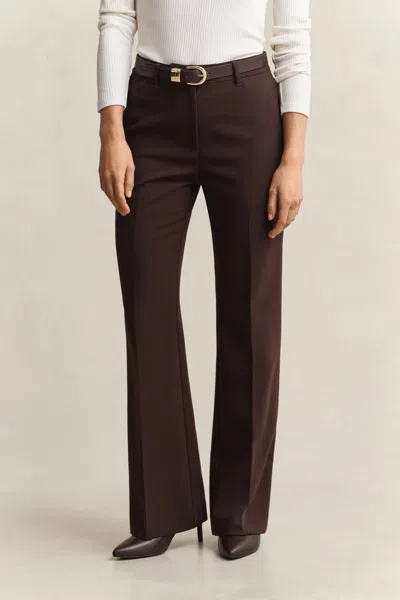 Gant Slim Flared Slacks In Brown
