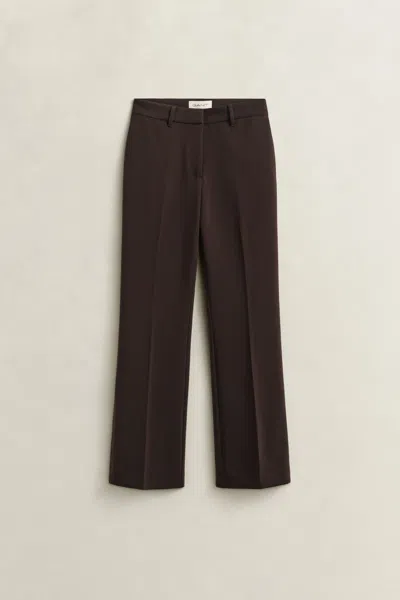 Gant Slim Flared Slacks In Brown