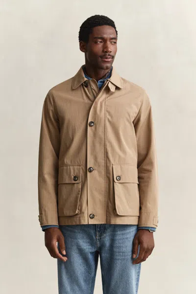 Gant Button-down Flap-pocket Jacket In Brown