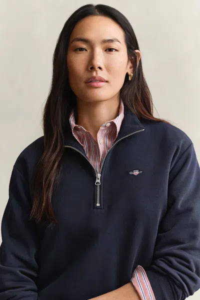Gant Shield Half Zip Sweatshirt In Blue