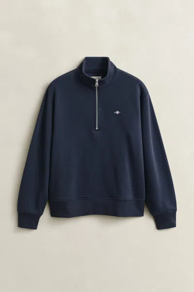 Gant Shield Half Zip Sweatshirt In Blue