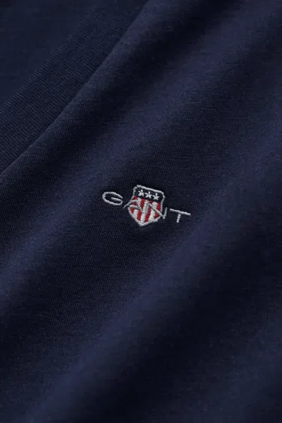 Gant Shield V-neck T-shirt In Blue