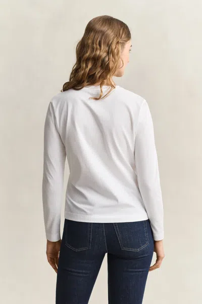 Gant Shield Long Sleeve T-shirt In White