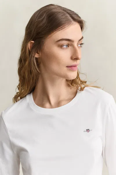 Gant Shield Long Sleeve T-shirt In White