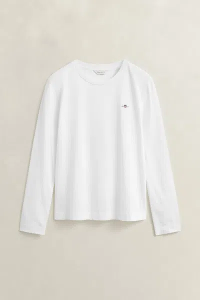 Gant Shield Long Sleeve T-shirt In White