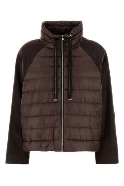 Herno Nylon Down Jacket High Collar Raglan In Black