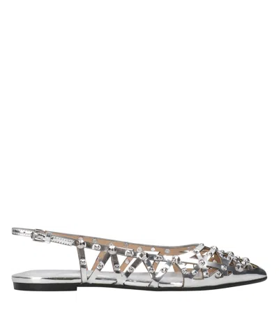 Ash Silver Leather Slingbacks In Silver