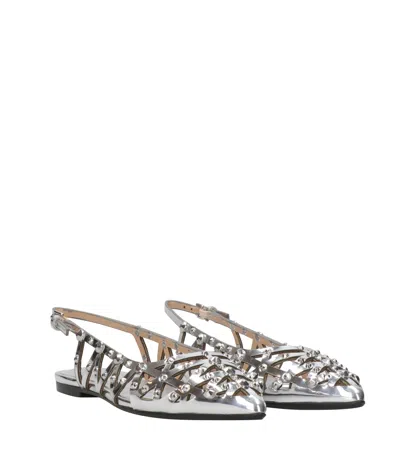 Ash Silver Leather Slingbacks In Silver