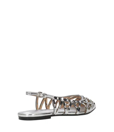 Ash Silver Leather Slingbacks In Silver