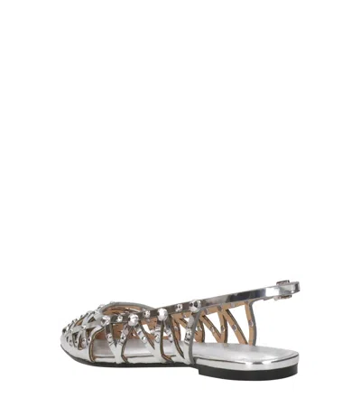 Ash Silver Leather Slingbacks In Silver