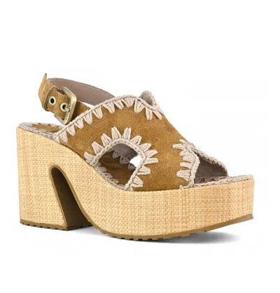Mou Raffia Platform With Back Stra In Brown