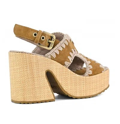 Mou Raffia Platform With Back Stra In Brown