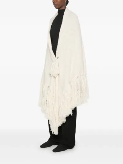 Chiara Is Fringe-trim Cape In White