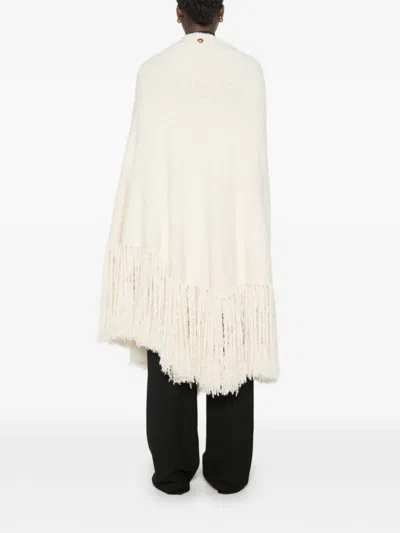 Chiara Is Fringe-trim Cape In White