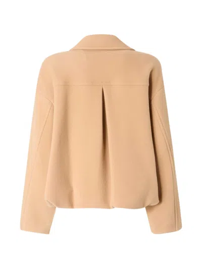 Pinko Double-breasted Cropped Coat In Brown