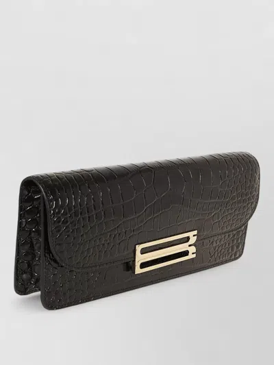 Victoria Beckham Dorian Crocodile Texture Rectangular Clutch Bag