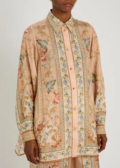Zimmermann Womens Pink Tapestry Floral Roselight Printed Silk Shirt In Pink