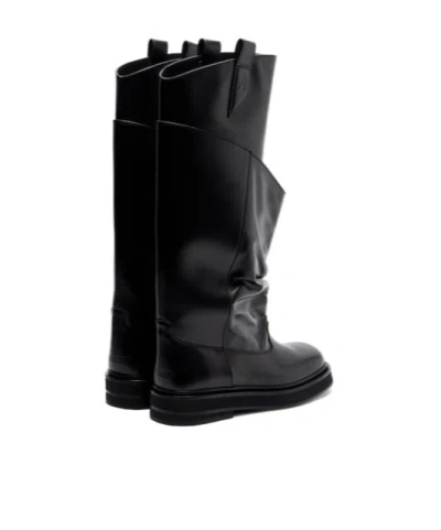 Attico Robin Passeggiata Combat Boots In Calf Leather In Black