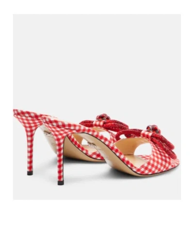 Machmach Double Bow 85 Gingham Mules In Red