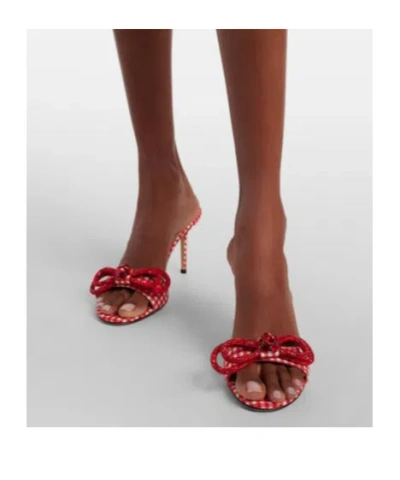 Machmach Double Bow 85 Gingham Mules In Red