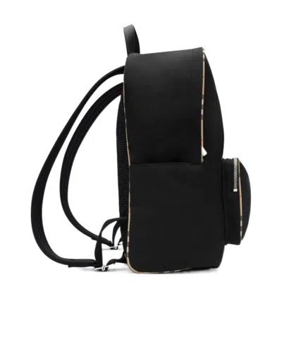 Burberry Check-trim Backpack In Black