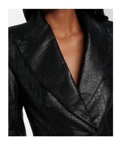 Alex Perry Croc-effect Leather Blazer In Black