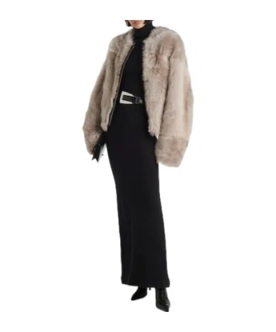 Nour Hammour Solid Shearling Jacket In Pattern