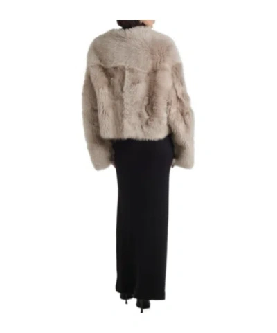 Nour Hammour Solid Shearling Jacket In Pattern