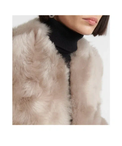 Nour Hammour Solid Shearling Jacket In Pattern