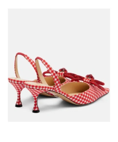 Machmach Double Bow Gingham Slingback Pumps In Red