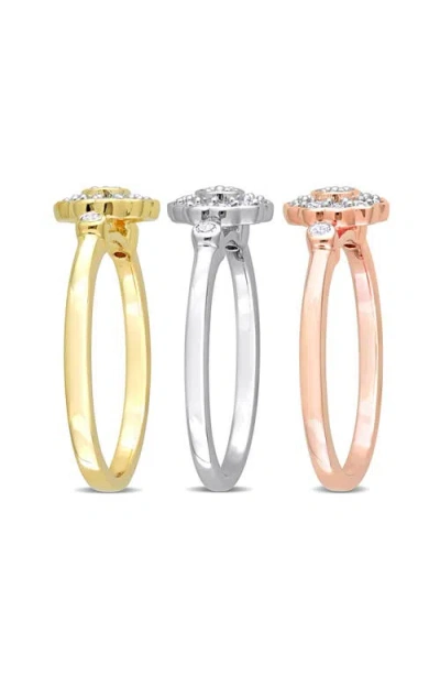 Delmar 3-piece Assorted Diamond Flower Rings In Multi