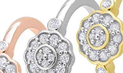 Delmar 3-piece Assorted Diamond Flower Rings In Multi