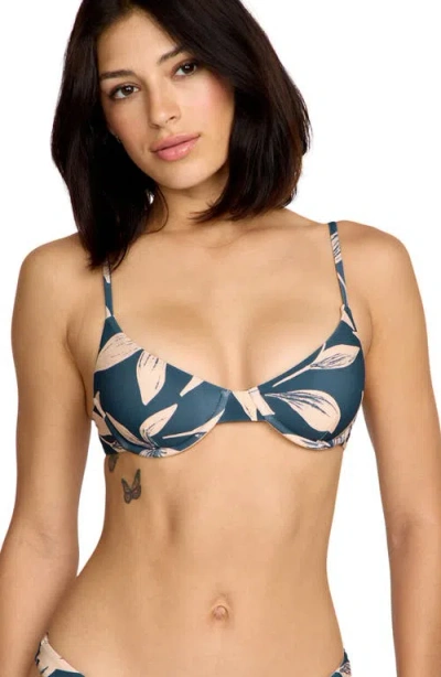 Volcom Bloom Underwire Bikini Top In Blue