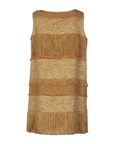 Shop Alberta Ferretti Short Dress In Camel