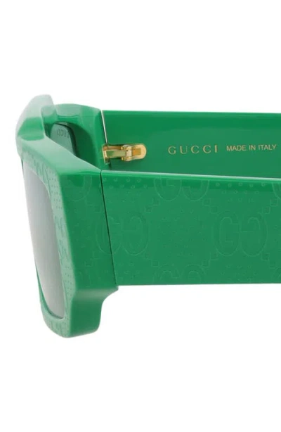 Gucci 55mm Rectangular Sunglasses In Green