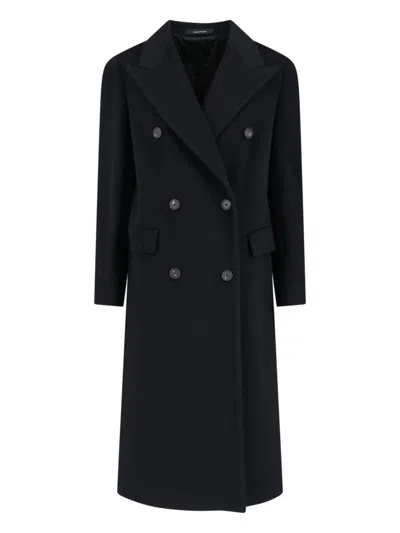 Tagliatore Structured Double-breasted Jacket With Flap Pockets In Black