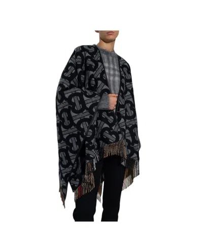 Burberry Monogram Pattern Cape In Black