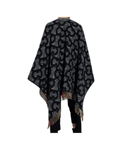 Burberry Monogram Pattern Cape In Black